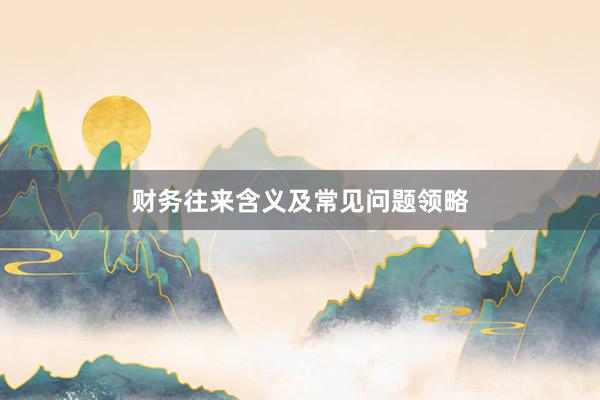 财务往来含义及常见问题领略